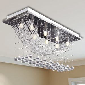 VidaXL Plafondlamp met glinsterende glas kristallen kralen 8xg9 29 cm