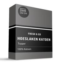 Topper Hoeslaken Katoen Verkoelend 200x210 Cm Antraciet Ademend & Zacht & Verkoelend Fresh And Co - Dekbed-Discounter.nl