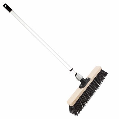 Staaldraad straatbezem/buitenbezem 40 cm met metalen telescoopsteel wit 80 - 130 cm