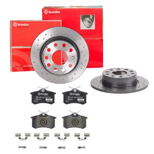 Remmenset, remschijf BREMBO, Remschijftype: Geperforeerd, Inbouwplaats: Achteras: , u.a. für Seat, VW, Skoda, Audi