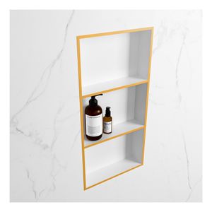 Wandnis Solid Surface Easy | In- en opbouw | 30x60x8 cm | 3 vakken | Ocher/Talc