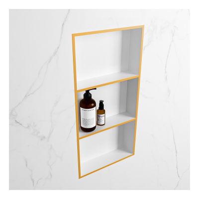 Wandnis Solid Surface Easy | In- en opbouw | 30x60x8 cm | 3 vakken | Ocher/Talc