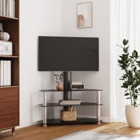 Tv-standaard hoek 3-laags voor 32-70 inch zwart en zilverkleur - thumbnail
