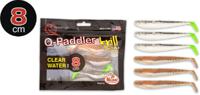 Quantum 8cm Q-Paddler Pack Clear: 3x salt & pepper UV-tail + 3x sand goby - thumbnail