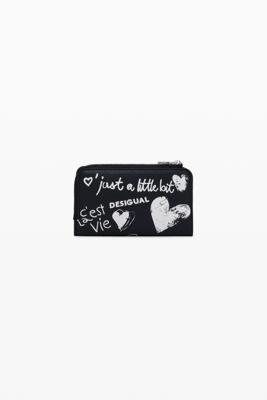 Middelgrote portemonnee met graffiti-leereffect - BLACK - U