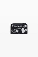 Middelgrote portemonnee met graffiti-leereffect - BLACK - U