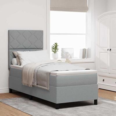 Boxspring bed met matras Lichtgrijs 80 x 200 cm Stof