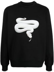 LES HOMMES sweat en coton à imprimé serpent - Noir