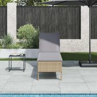 Ligstoel met kussen beige 55x200x44cm polyrotan