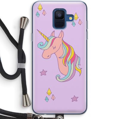Roze eenhoorn: Samsung Galaxy A6 (2018) Transparant Hoesje met koord