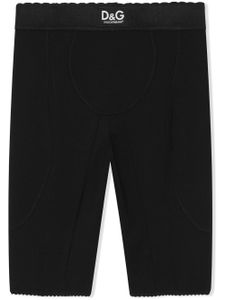 Dolce & Gabbana Kids short cycliste à patch logo - Noir