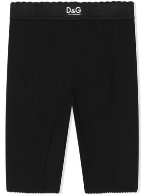 Dolce & Gabbana Kids short cycliste à patch logo - Noir