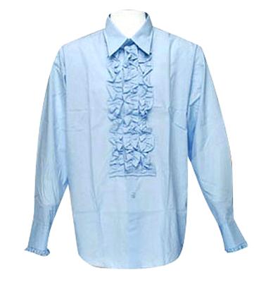 Retro Ruffled Shirt Light Blue-XXL | 44% korting