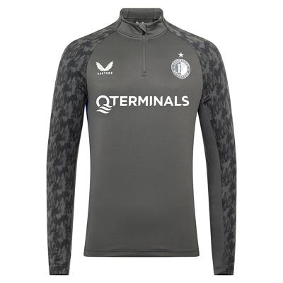 Castore Feyenoord Trainingstrui 1/4-Zip 2025-2026 Donkergrijs Wit