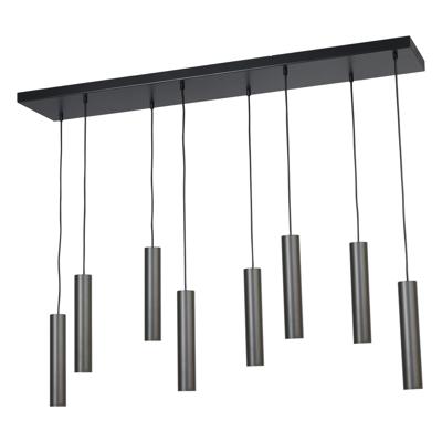 Masterlight Zwarte eetkamer hanglampRun 8-lichts cilinders gunmetal - 2381-05-05-130-25-8