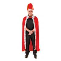 Koning verkleed cape met kroon - rood - carnaval - koningsdag - volwassenen