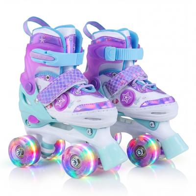 Rolschaatsen voor Kinderen van 5-7/7-9/9-14 Jaar Quad-Schaatsen Verstelbaar in 4 Maten met Lichtgevende Wielen Veiligheidsbescherming voor Beginners Oceaanthema voor Binnen en Buiten-S