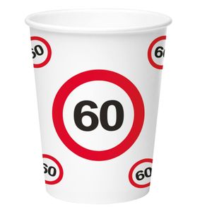 24x stuks drinkbekers van papier in 60 jaar verjaardag thema 350 ml