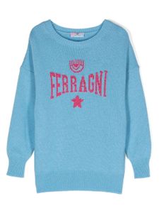 Chiara Ferragni Kids sweat rayé à logo intarsia - Bleu