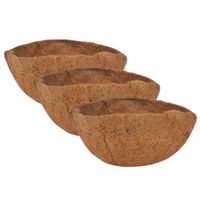 3x stuks voorgevormde inlegvellen kokos voor hanging basket 35 cm - kokosinleggers