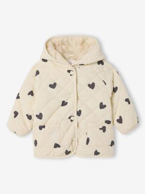 Gewatteerd babyjasje met capuchon vanille