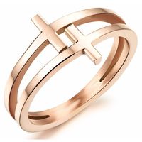 Damesring Rosegoud Staal Double Cross Damesring Rosegoud Staal Double Cross