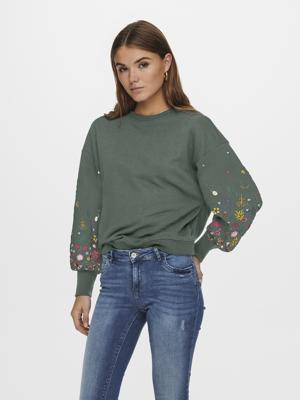 Only Onlbrooke L/s O-neck Flower Swt Noos Sweater Balsam Green