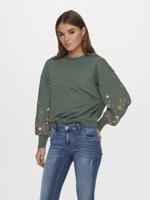 Only Onlbrooke L/s O-neck Flower Swt Noos Sweater Balsam Green