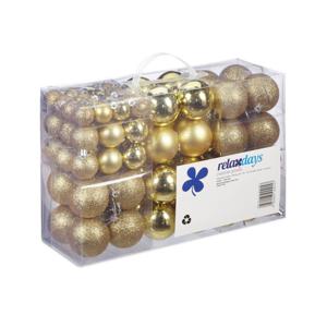 Relaxdays Kerstballen - 100x st - goud - D3, D4, D6 cm - kunststof