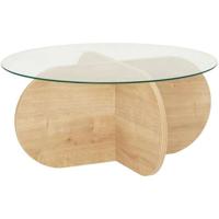 Glazen salontafel - BUBBLE - Rond - Saffier Eiken - 75 x 75 x 35 cm