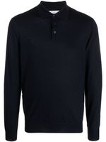 Cruciani fine-knit long-sleeved polo shirt - Bleu