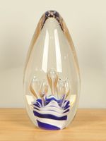Sculptuur glas Obelisk, wit/blauw DL29, 20 cm