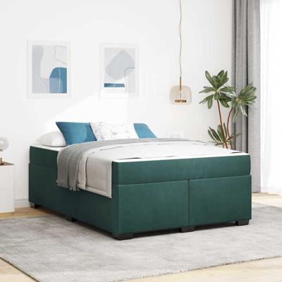 Bedframe met matras met matras Donkergroen 140 x 200 cm Fluweel