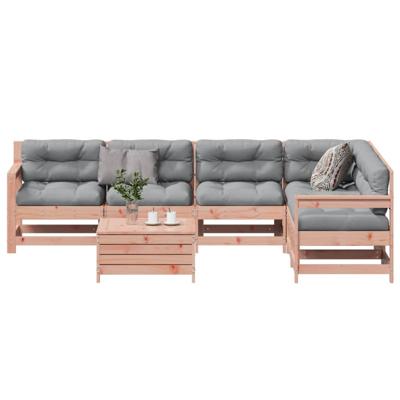 7-delige Loungeset met kussens massief douglashout