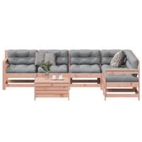 7-delige Loungeset met kussens massief douglashout