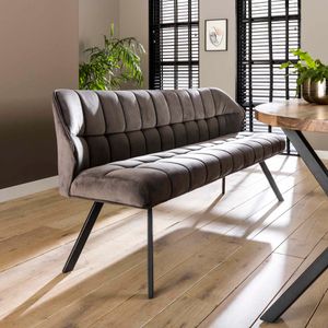 LifestyleFurn Eetkamerbank 'Thandie' Velvet, 180cm, kleur Antraciet