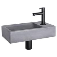 Differnz Force fonteinset beton donkergrijs - kraan recht - 40 x 22 x 8 cm - mat zwart