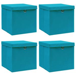 VidaXL Opbergboxen met deksel 4 st 32x32x32 cm stof babyblauw