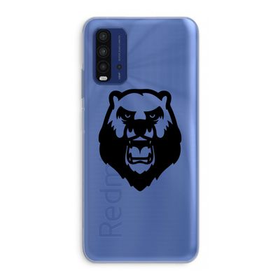 Angry Bear (black): Xiaomi Redmi 9T Transparant Hoesje