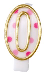 Cijferkaars roze &apos;0&apos; gespikkeld