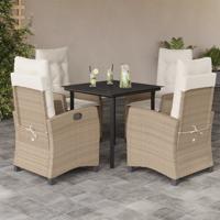 5-delige Tuinset met kussens poly rattan beige