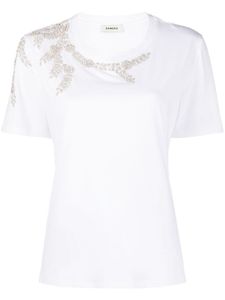 SANDRO t-shirt à ornements strassés - Blanc