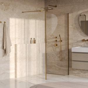 BRAUER Oblivion Inloopdouche - 110x200cm - 40cm zijwand - glascoating - helder glas - geborsteld goud PVD GS-OBI2H11040200GG