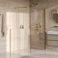 BRAUER Oblivion Inloopdouche - 110x200cm - 40cm zijwand - glascoating - helder glas - geborsteld goud PVD GS-OBI2H11040200GG