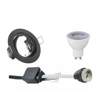 LED Spot Set - Trion - GU10 Fitting - Dimbaar - Inbouw Rond - Mat Zwart - 6W - Helder/Koud Wit 6400K - Kantelbaar Ø83mm