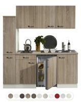 Keukenblok houtnerf 180cm met apothekerskast, kookplaat en koelkast RAI-3302