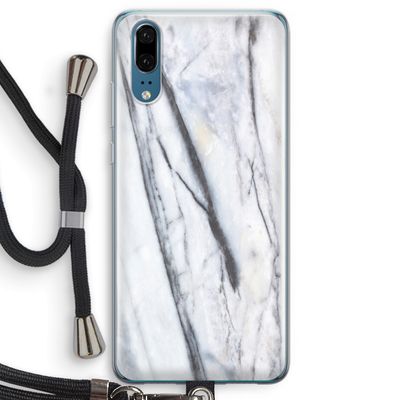 Gestreepte marmer: Huawei P20 Transparant Hoesje met koord