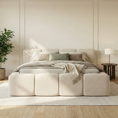 2-Persoons Boxspring Met Opbergruimte - Ostuni - Beige 160x200 Cm - - Inclusief Topper - Dekbed-Discounter.nl