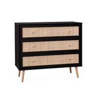 sweeek - Ladekast met hout- en rietlook, 90x39x79cm