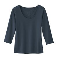 Shirt met ¾-mouw van bio-katoen, nachtblauw Maat: 40/42 - thumbnail